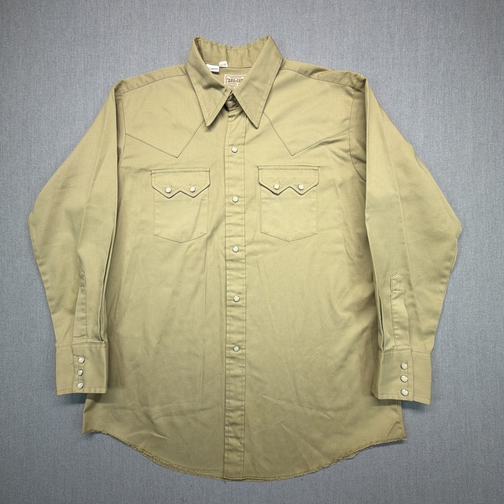 Vtg DEE CEE Sawtooth Pearl Snap Western Shirt Men's 16.5 / 33 Tan